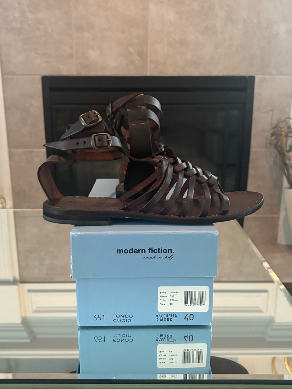 Modern Fiction Brown Leather Gladiator Sandals